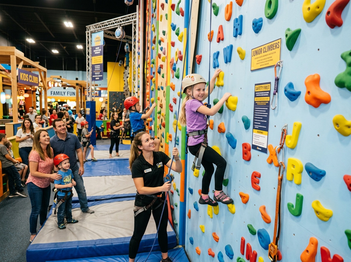 Muro de escalada para familias