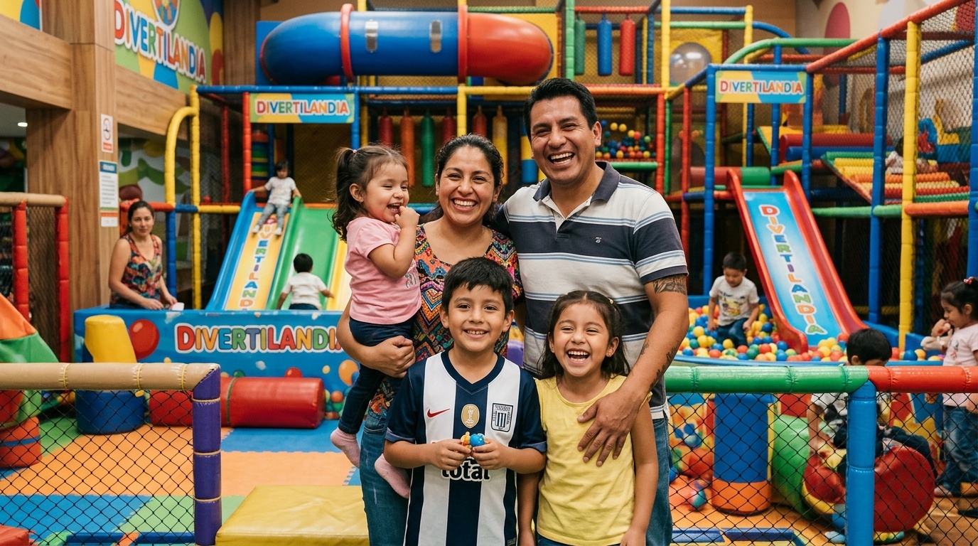 Familia disfrutando en Mundo Familiar Perú
